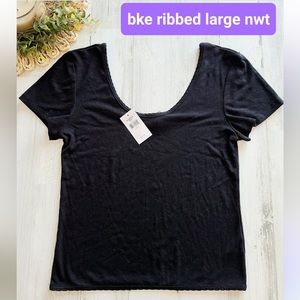 BKE Ribbed Crop Top Black Large New With Tags